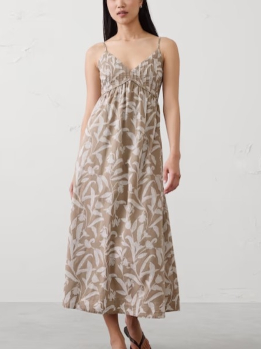 Banana Republic Pleated Voile Long Midi Dress